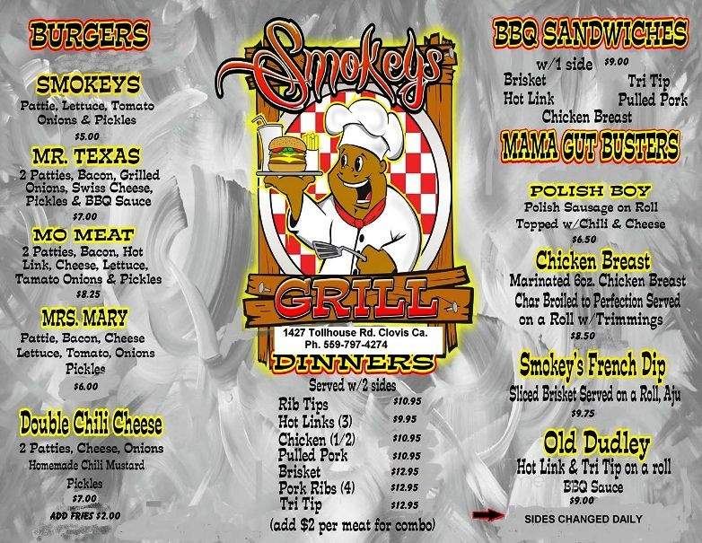 Smokeys Grill - Clovis, CA menu_pic