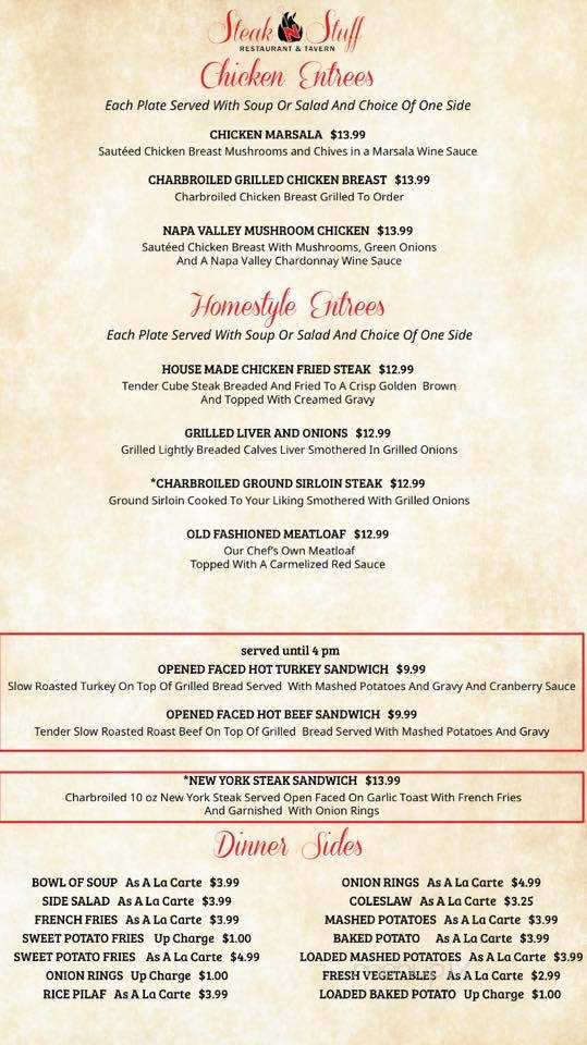 Steak N Stuff - Cottonwood, AZ menu_pic