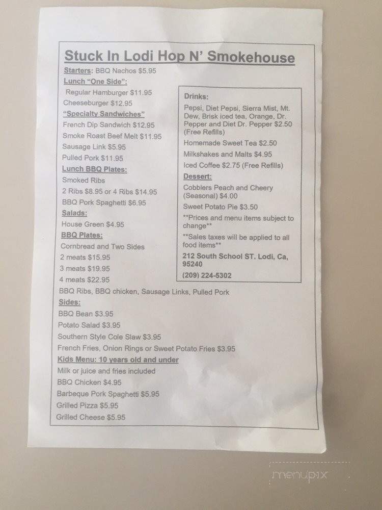 Stuck In Lodi Cafe - Lodi, CA menu_pic