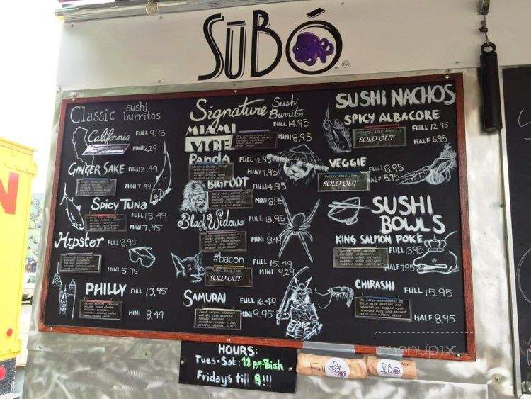 Subo Sushi Burritos - Eugene, OR menu_pic