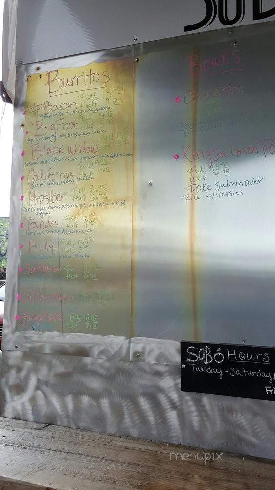 Subo Sushi Burritos - Eugene, OR menu_pic