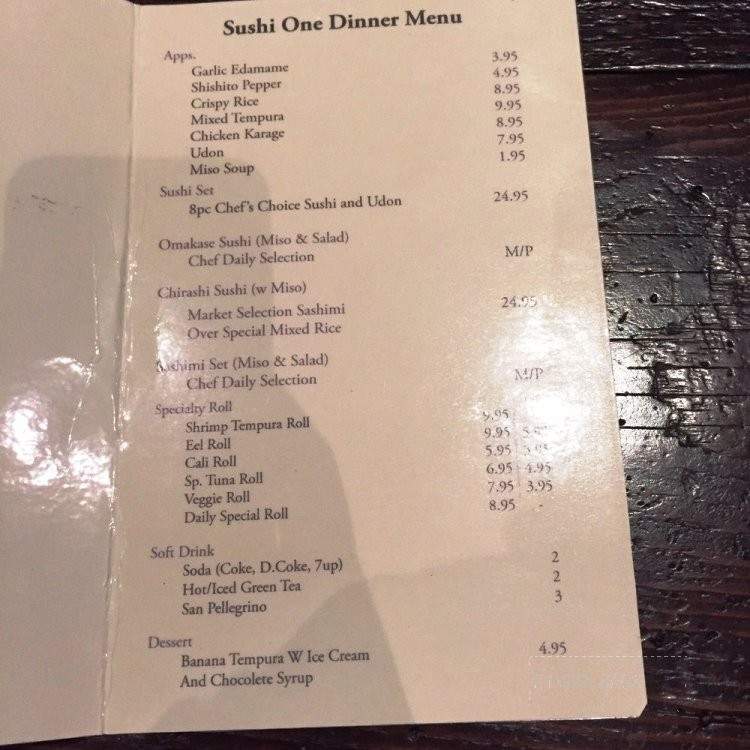 Sushi One - Los Angeles, CA menu_pic