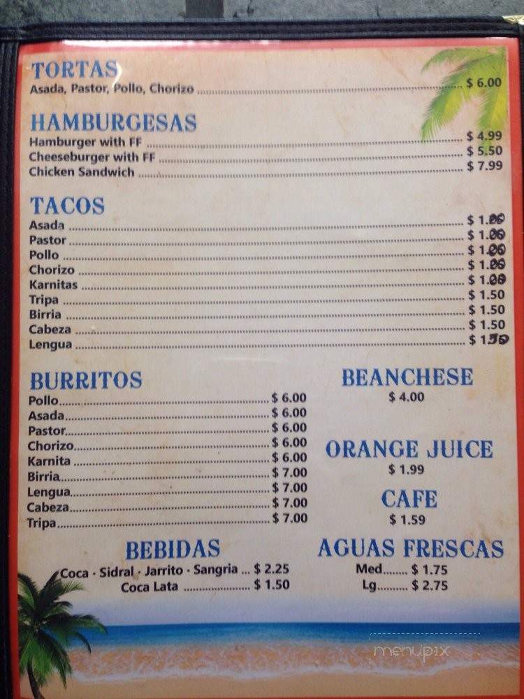 Taqueria Los Santos Restaurant - Whittier, CA menu_pic