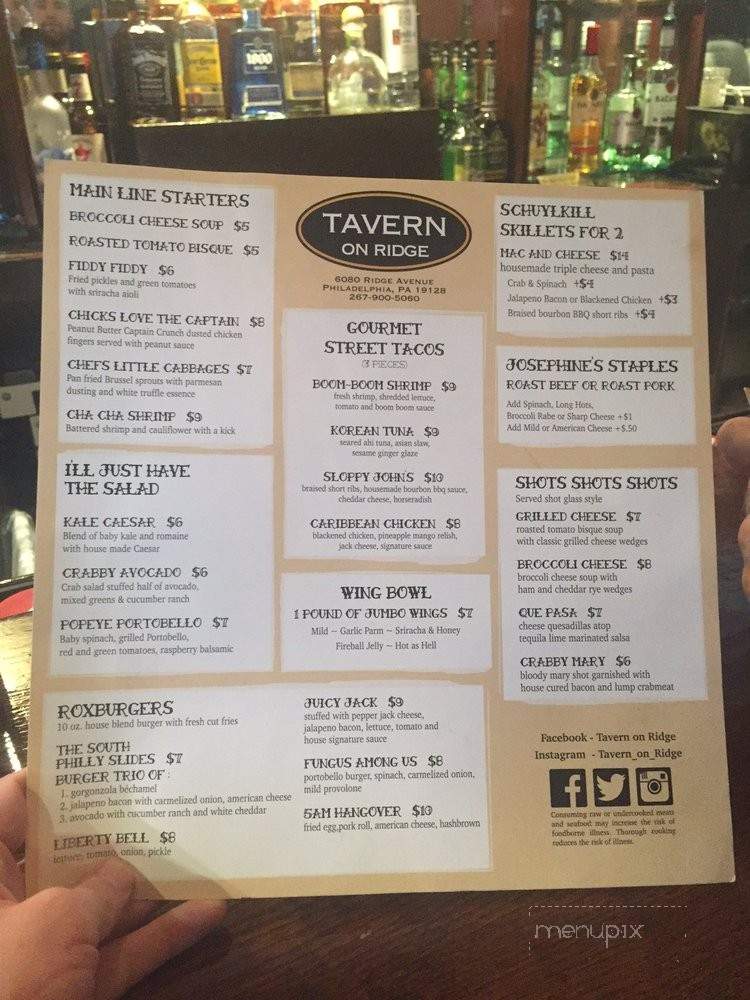 Tavern on Ridge - Philadelphia, PA menu_pic