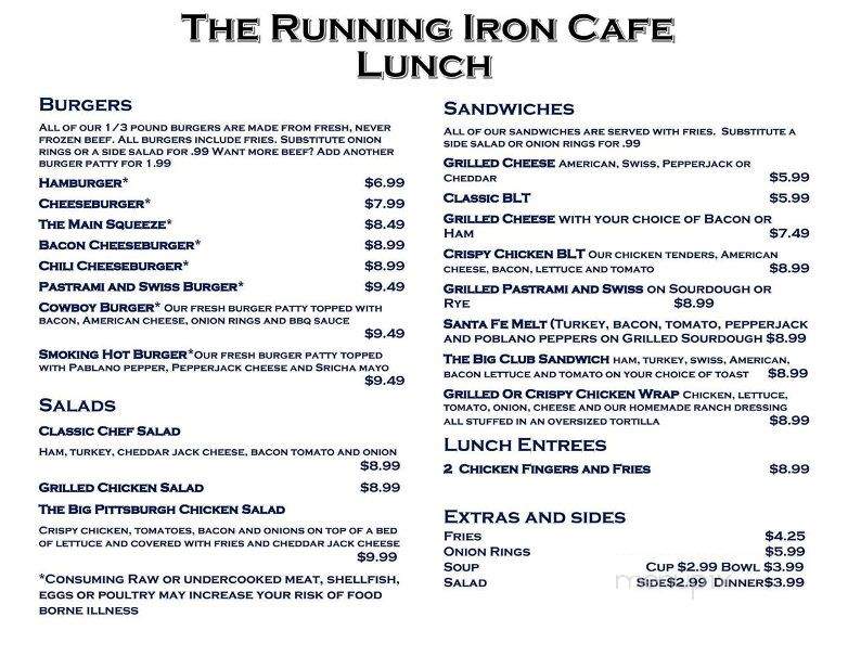 The Running Iron Cafe - Fallon, NV menu_pic