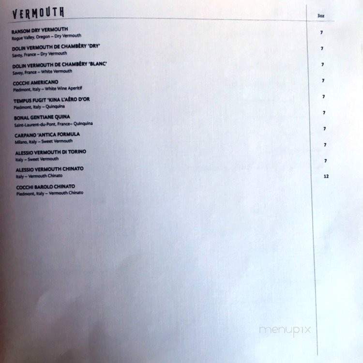 The Tchin Tchin Bar - Honolulu, HI menu_pic