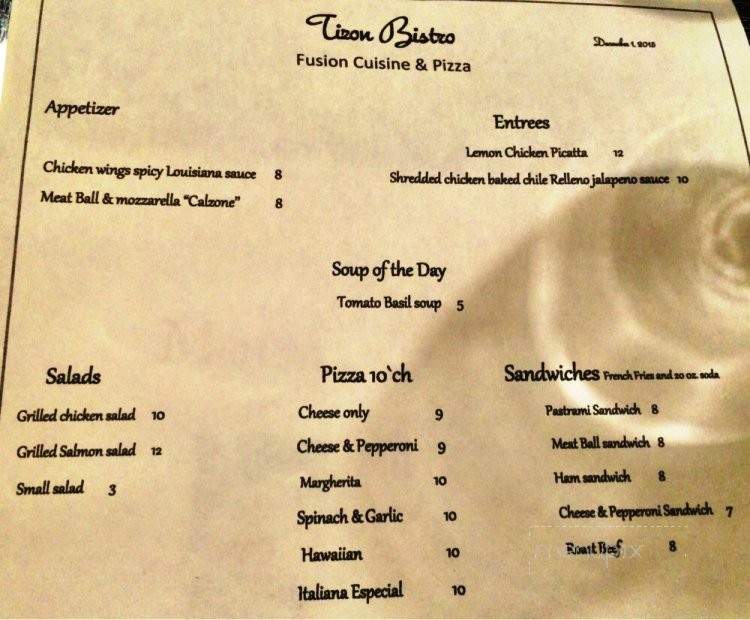 Tizon Bistro - El Monte, CA menu_pic