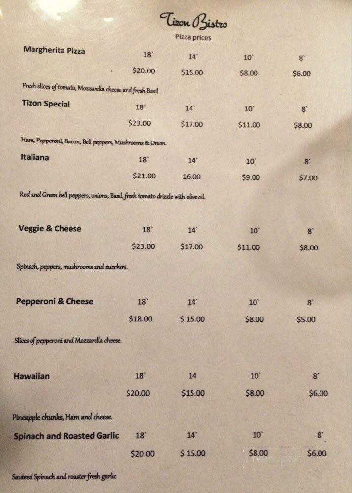 Tizon Bistro - El Monte, CA menu_pic