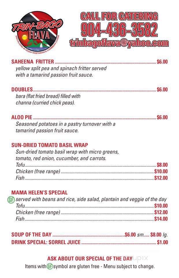 Trin Bago Flava food truck - Saint Augustine, FL menu_pic