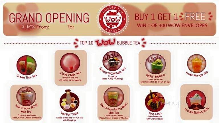 Wow Bubble Tea & Snacks - Carrollton, TX menu_pic