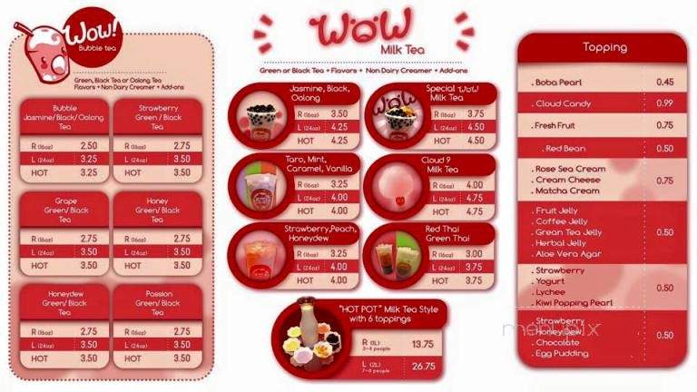 Wow Bubble Tea & Snacks - Carrollton, TX menu_pic