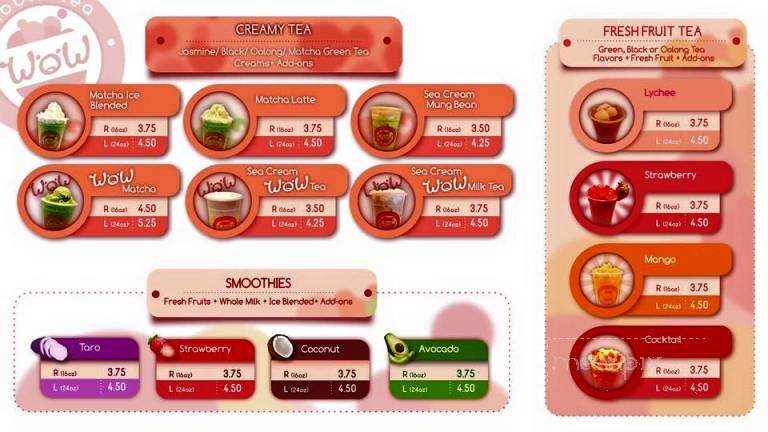Wow Bubble Tea & Snacks - Carrollton, TX menu_pic