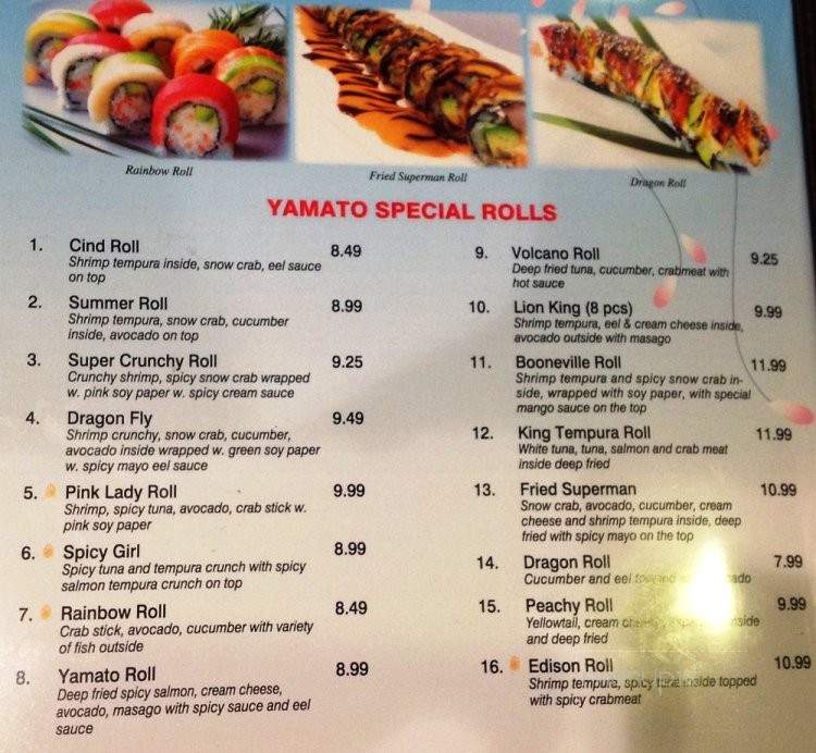 Yamato Steak House Of Japan - Corinth, MS menu_pic