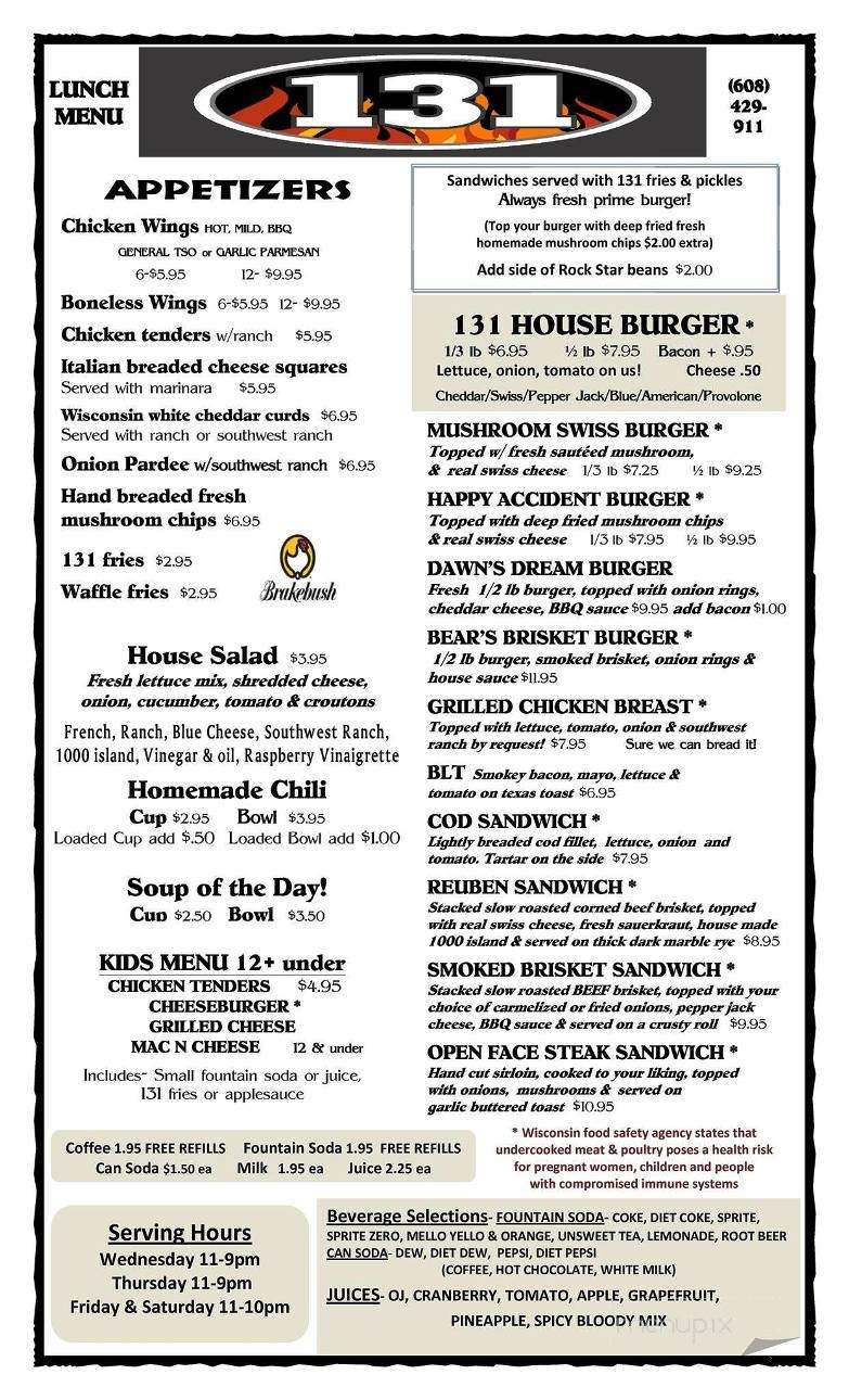 131 - Pardeeville, WI menu_pic