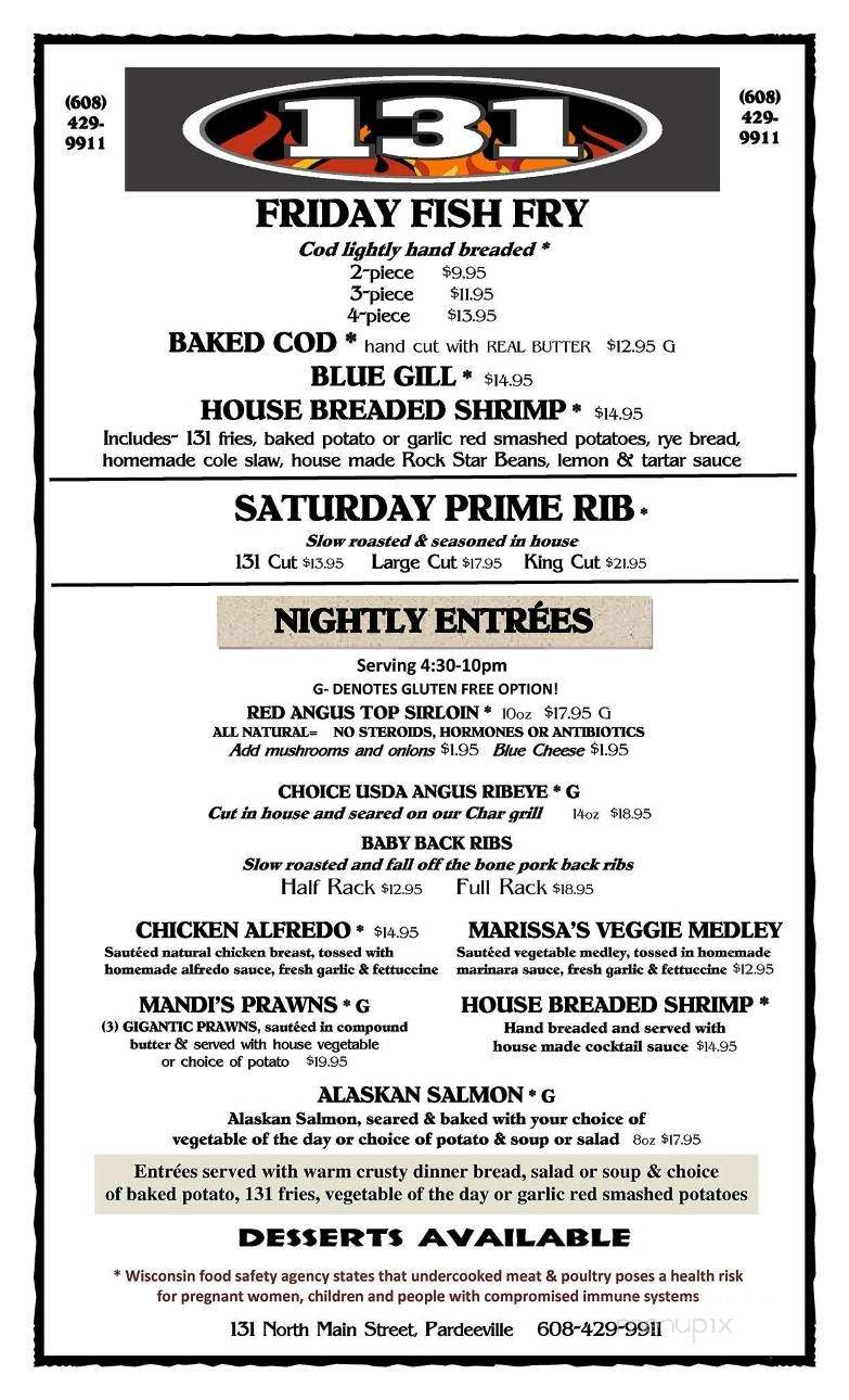 131 - Pardeeville, WI menu_pic