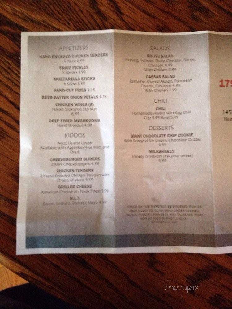 1798 Grille - Burton, OH menu_pic