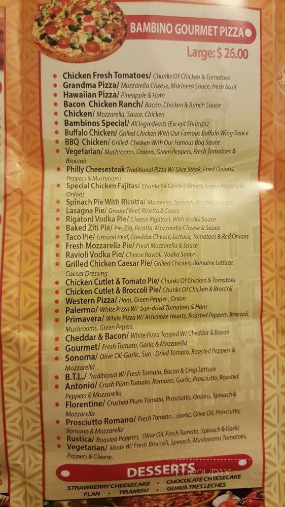 Bambino Pizza III - Ridgewood, NY menu_pic