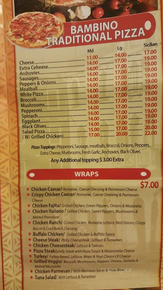 Bambino Pizza III - Ridgewood, NY menu_pic