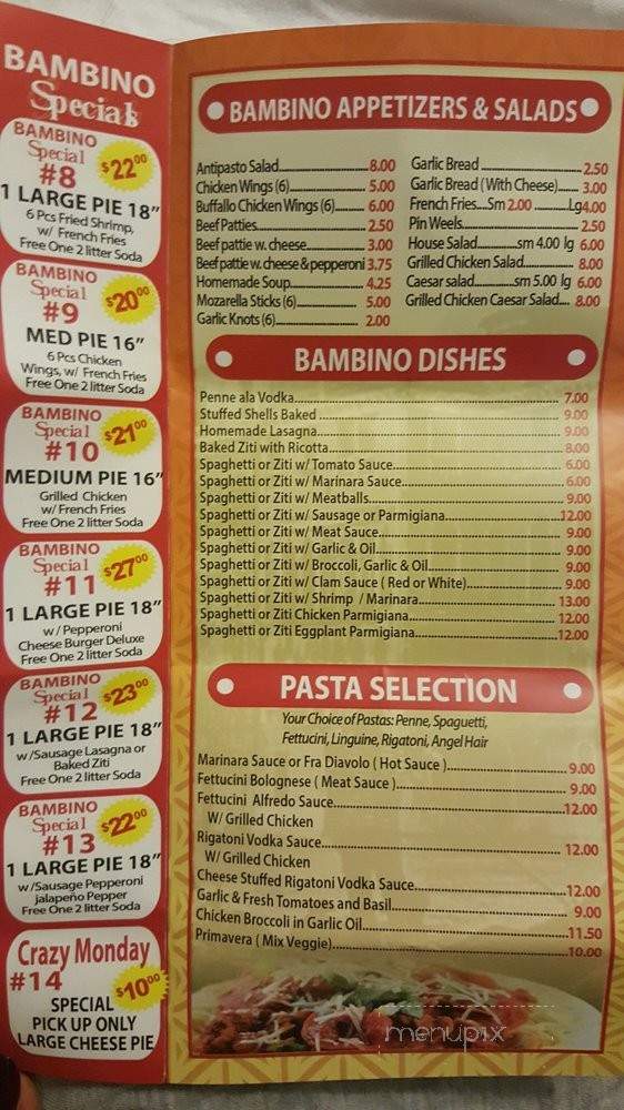 Bambino Pizza III - Ridgewood, NY menu_pic