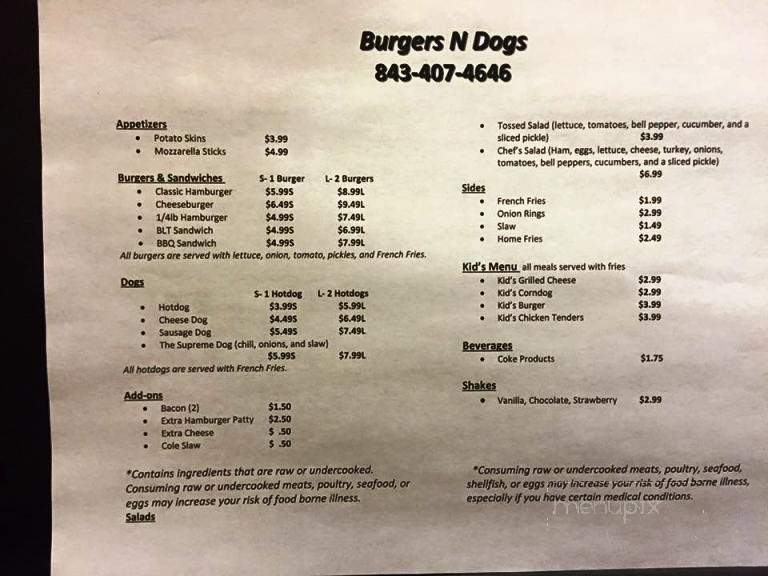 Burgers N Dogs - Florence, SC menu_pic