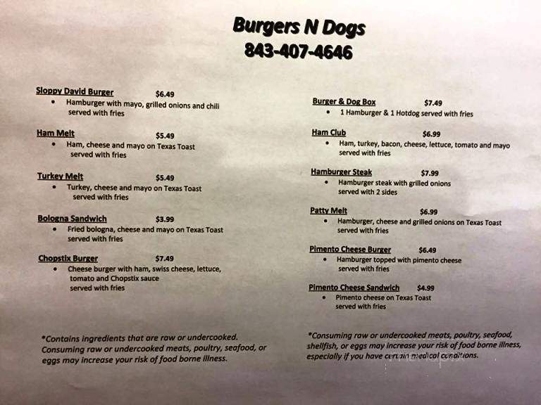 Burgers N Dogs - Florence, SC menu_pic