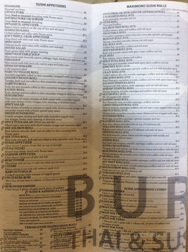 Buri Thai & Sushi - Indialantic, FL menu_pic