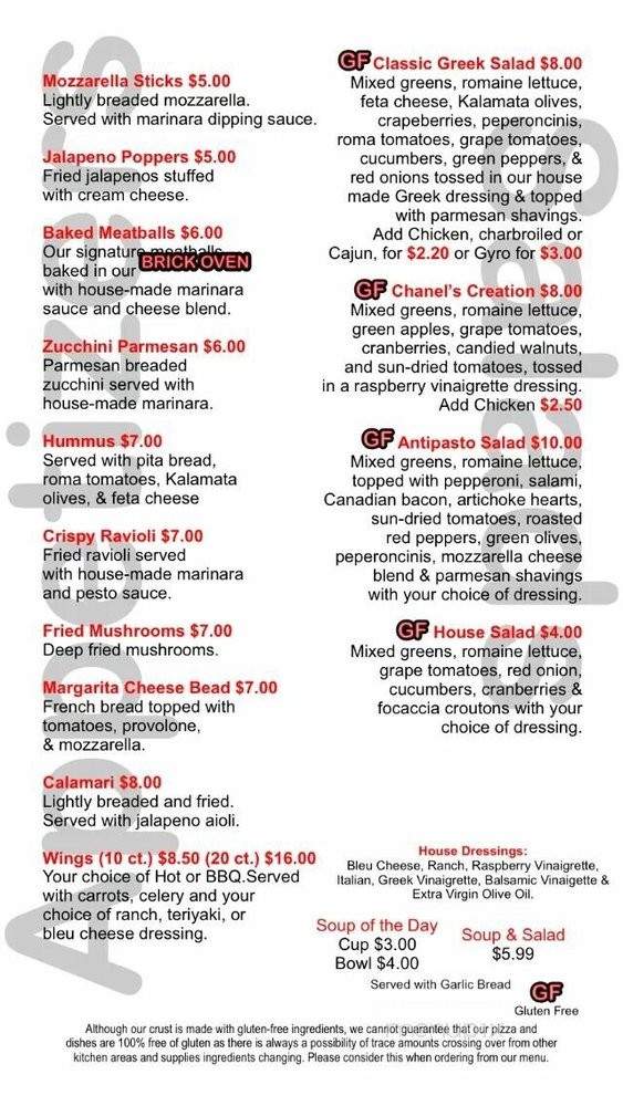 Cacciatore's Pizza and Italian Restaurant - Canyon Lake, CA menu_pic