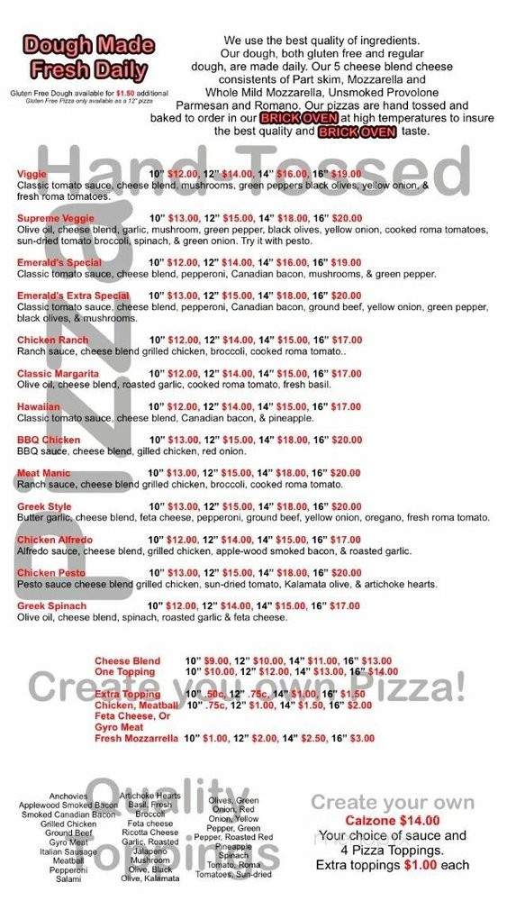 Cacciatore's Pizza and Italian Restaurant - Canyon Lake, CA menu_pic