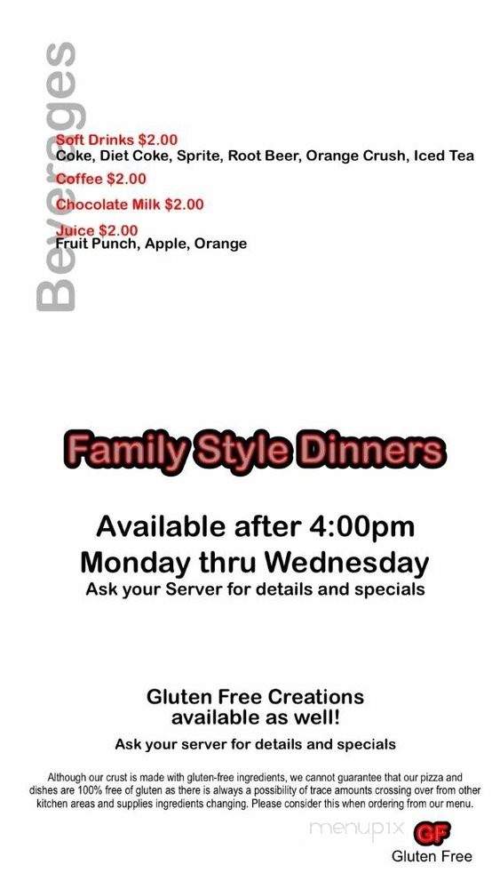 Cacciatore's Pizza and Italian Restaurant - Canyon Lake, CA menu_pic