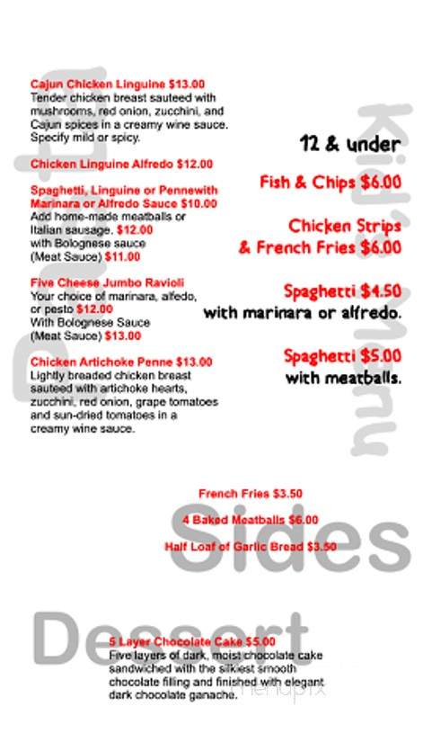 Cacciatore's Pizza and Italian Restaurant - Canyon Lake, CA menu_pic