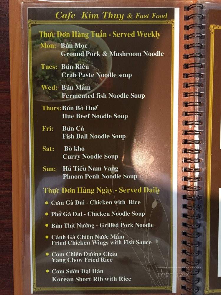 Cafe Kim Thuy - Oakland, CA menu_pic