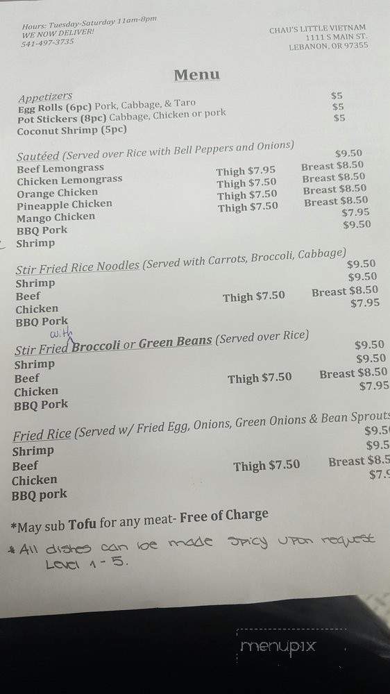 Chau's Little Vietnam - Lebanon, OR menu_pic