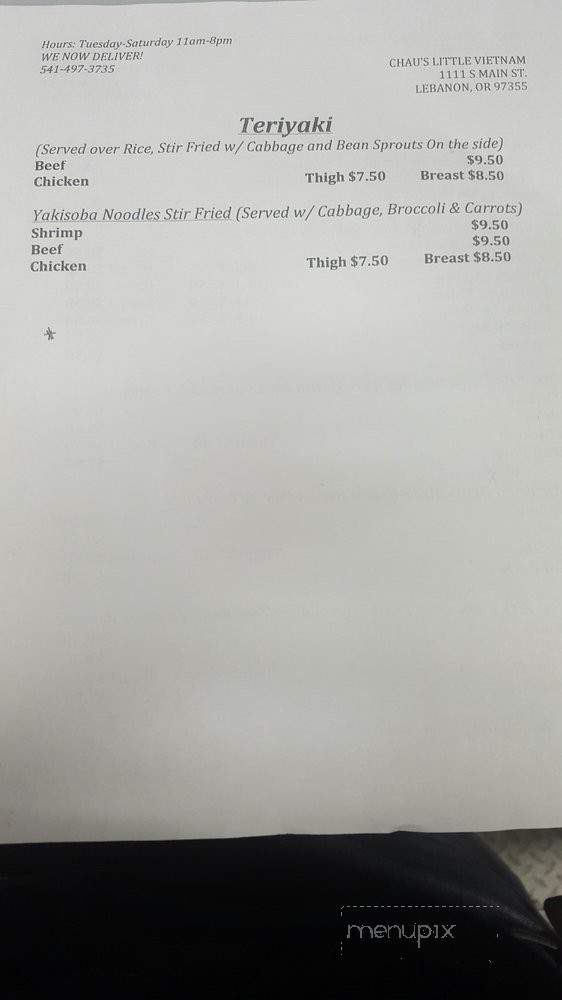 Chau's Little Vietnam - Lebanon, OR menu_pic