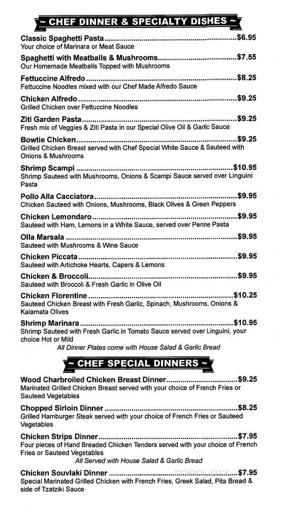 Cheffy's Italian Restaurant - Township of Taylorsville, NC menu_pic