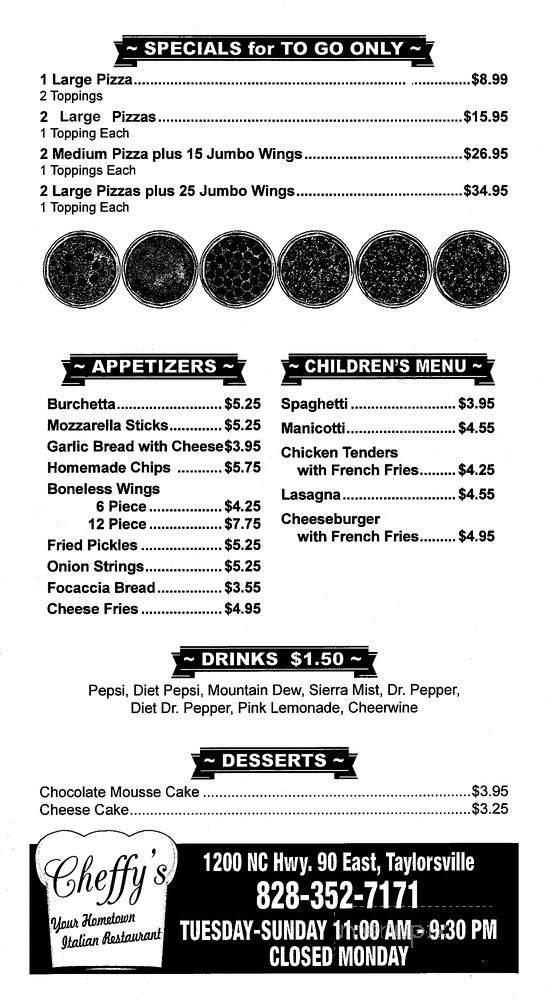 Cheffy's Italian Restaurant - Township of Taylorsville, NC menu_pic