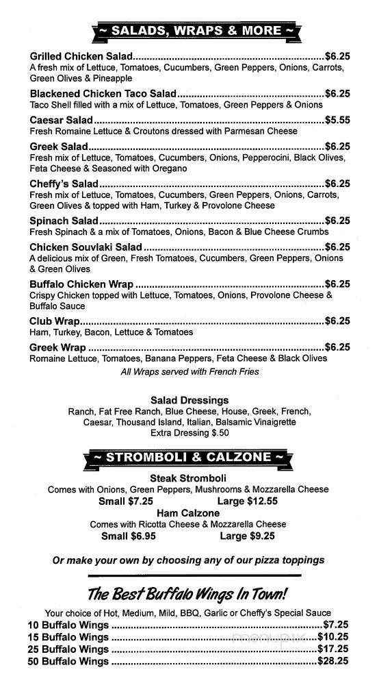 Cheffy's Italian Restaurant - Township of Taylorsville, NC menu_pic