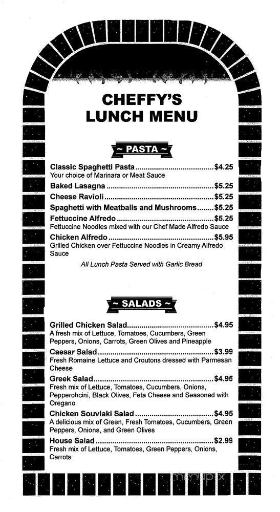 Cheffy's Italian Restaurant - Township of Taylorsville, NC menu_pic
