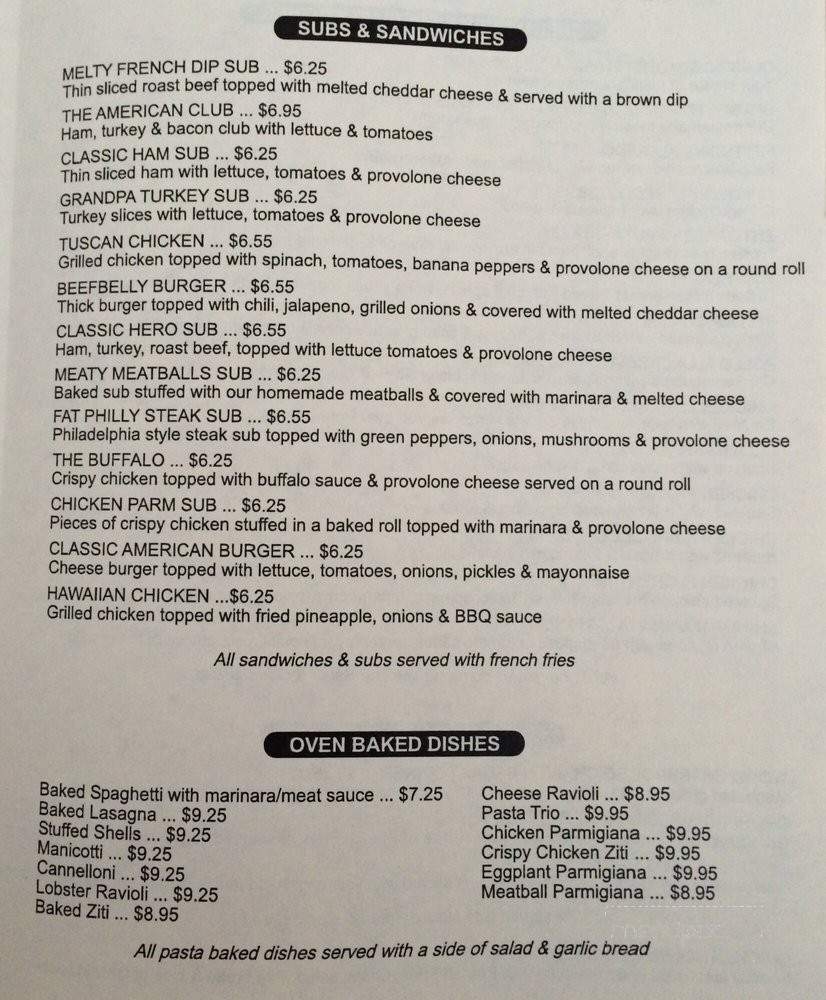 Cheffy's Italian Restaurant - Township of Taylorsville, NC menu_pic