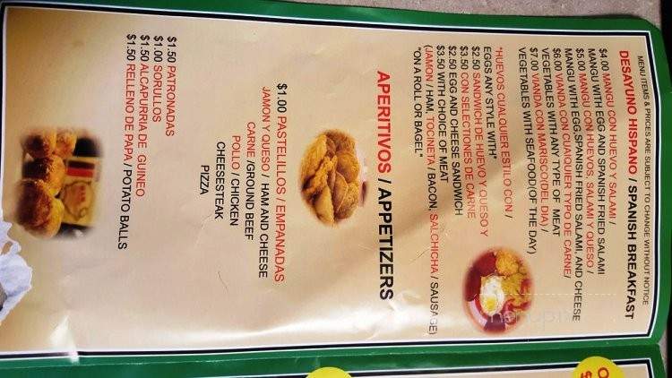 Cidras Cabana - Harrisburg, PA menu_pic