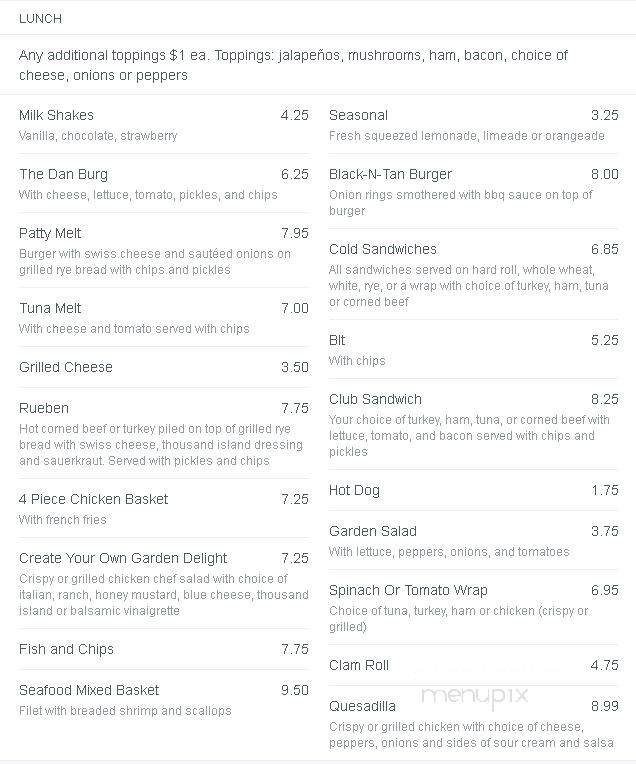 Dan's Diner - Chatham, NY menu_pic
