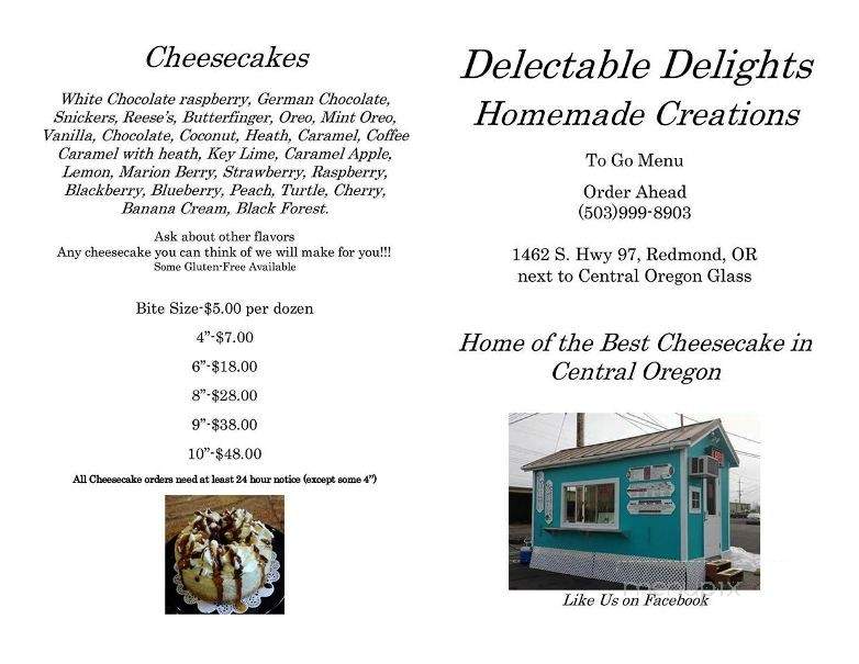 Delectable Delights Homemade Creations - Redmond, OR menu_pic