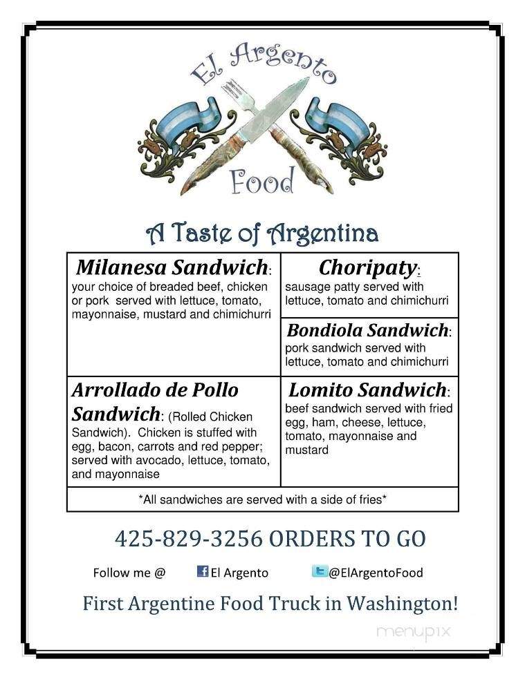 El Argento - Kent, WA menu_pic