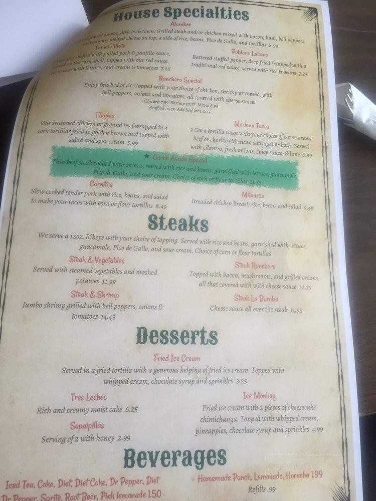 El Rincon - Camden, AR menu_pic