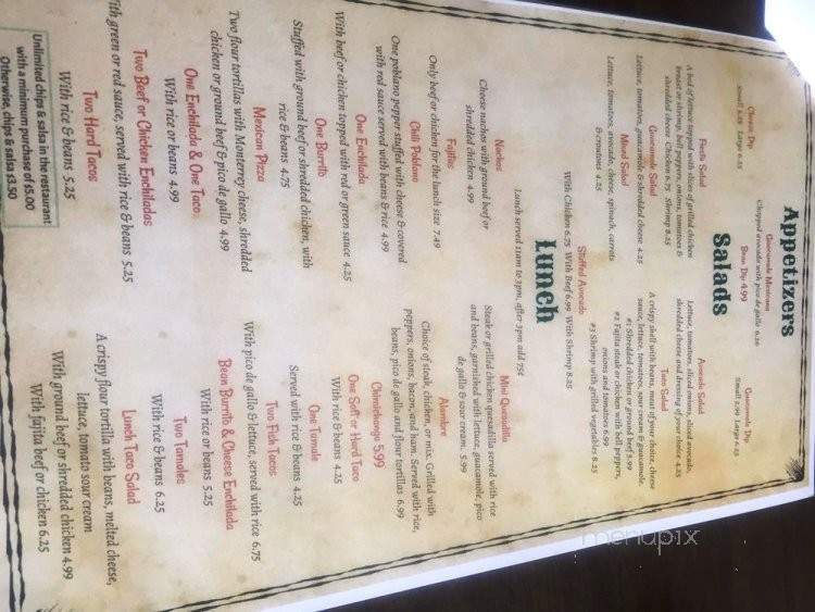 El Rincon - Camden, AR menu_pic