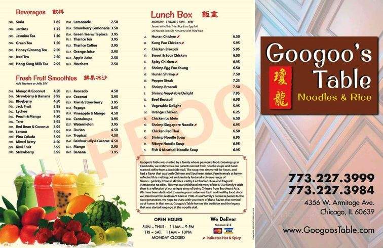 Googoo's Table - Chicago, IL menu_pic