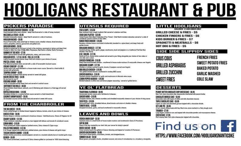 Hooligans Restaurant & Pub - Nanticoke, PA menu_pic