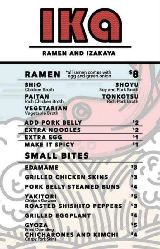 Ika Ramen and Izakaya - Omaha, NE menu_pic