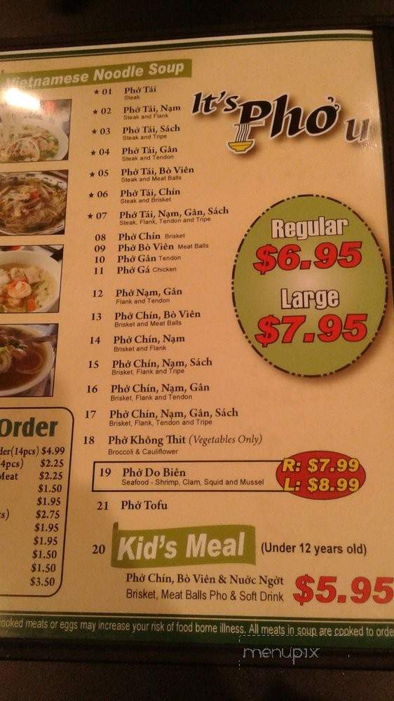 It's Pho U - Lakewood, WA menu_pic