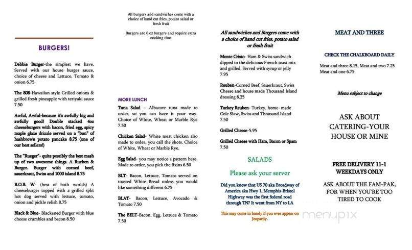 Joni's Broadway of America Kitchen - Dickson, TN menu_pic