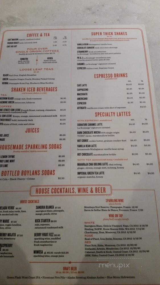 La Boulangerie - Los Angeles, CA menu_pic
